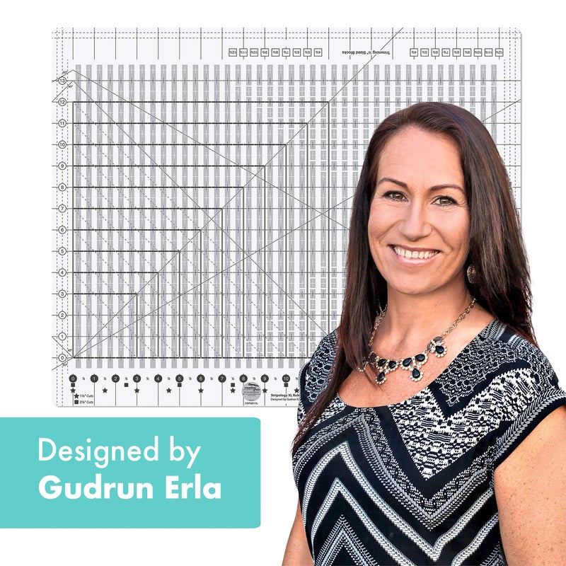 Creative Grids Stripology XL Slotted Quilting Ruler - CGRGE1XL â€“ Made in USA, 17-3/4in x 22in, Non-Slip Grip Extra Large Acrylic Fabric Strip Cutting, Sewing, Crafting, Patchwork Ruler & Template - Image 2
